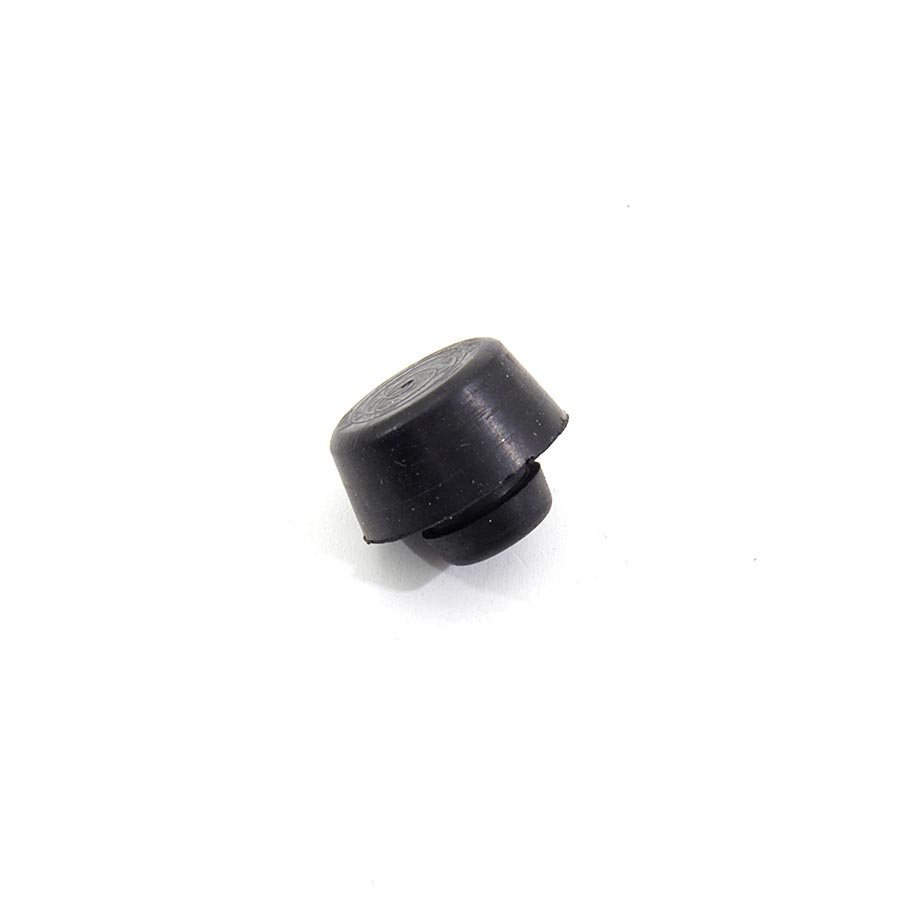 Černý pryžový doraz nástrčný do díry FLOXO - průměr 2,5 cm, výška 1,2 cm a výška krku 0,3 cm 
