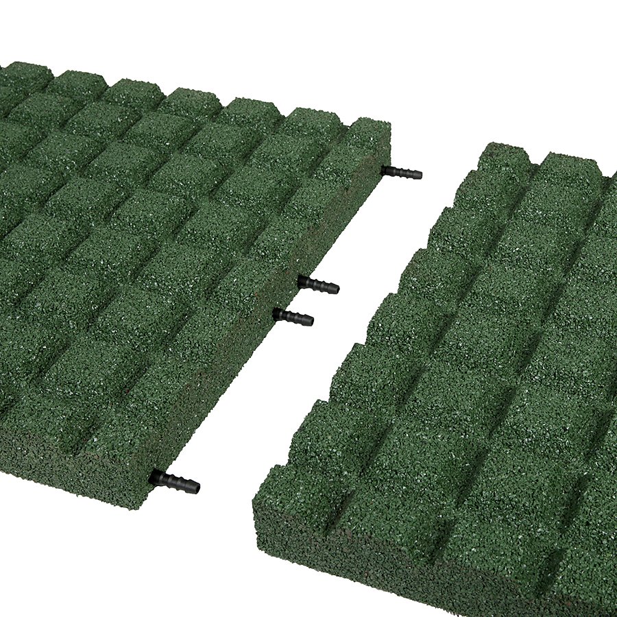 Zelená gumová dopadová dlaždice (V55/R15) FLOMA - délka 50 cm, šířka 50 cm a výška 5,5 cm 