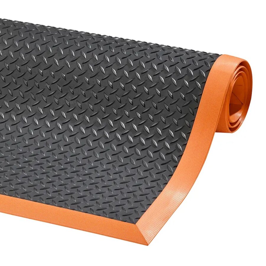 Černo-oranžová protiúnavová protiskluzová průmyslová rohož Cushion Flex - 210 x
