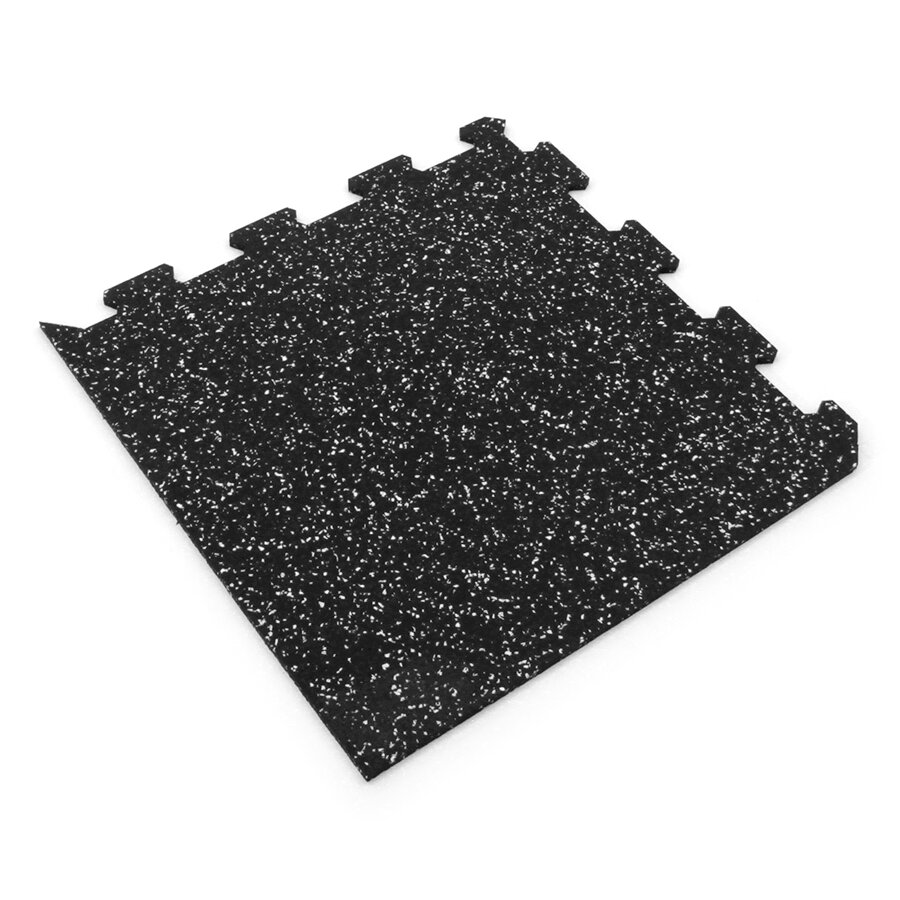 Černo-bílá gumová modulová puzzle dlažba (roh) FLOMA FitFlo SF1050 - 50 x 50 x 1