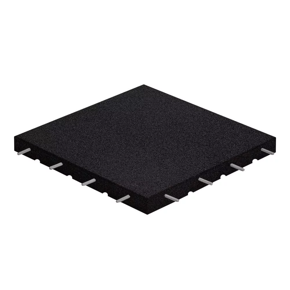 Černá gumová certifikovaná dopadová dlažba FLOMA ProF - 50 x 50 x 3 cm