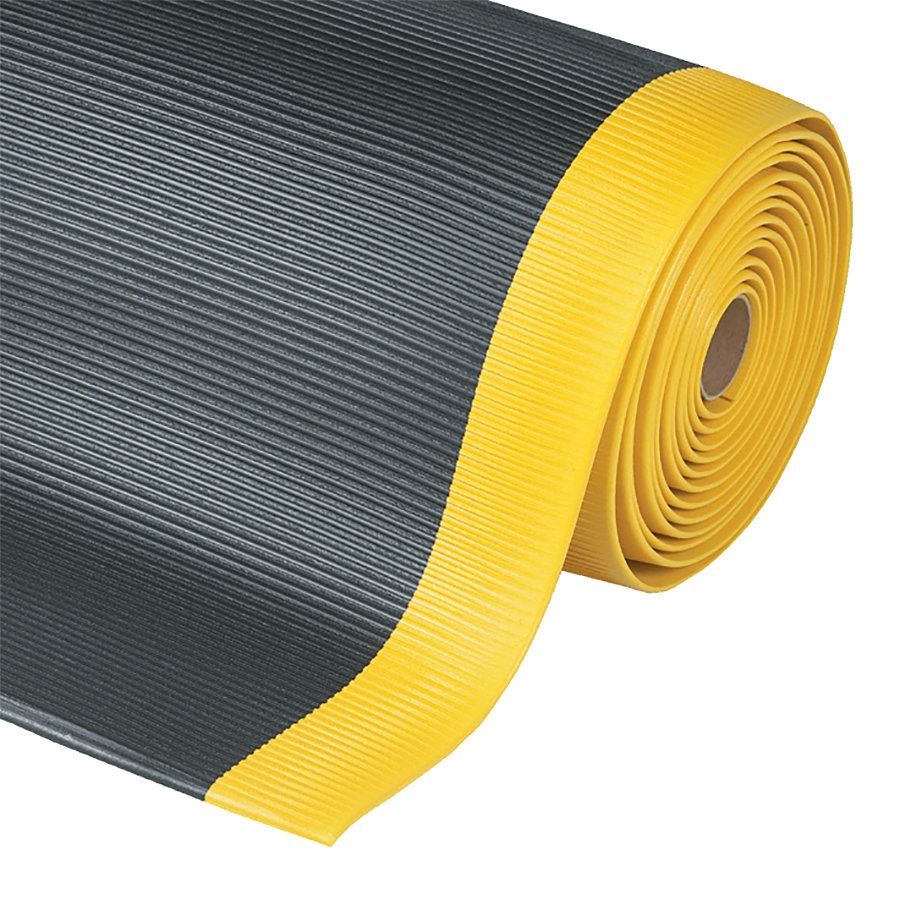 Černo-žlutá protiúnavová průmyslová rohož Crossrib, Sof-Tred - 150 x 91 x 1,27 c