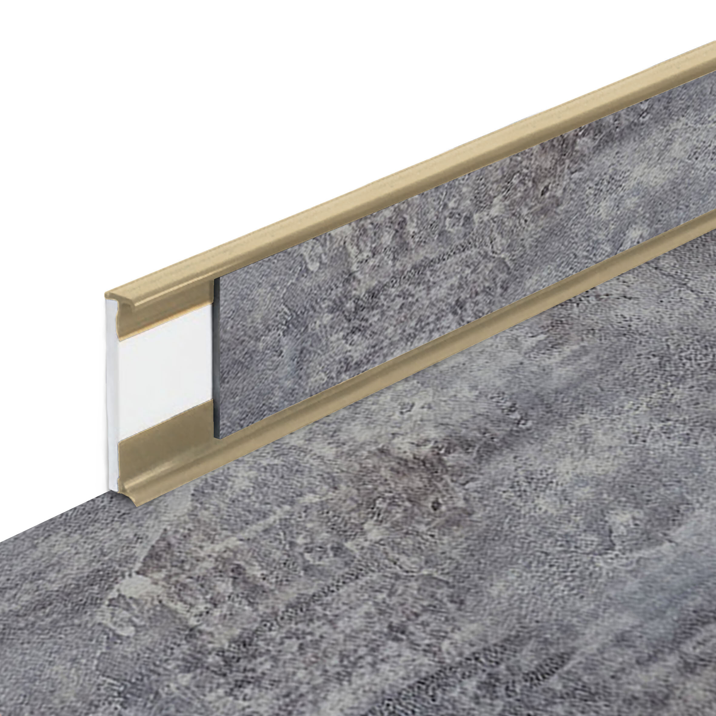 PVC vinylová soklová podlahová lišta Fortelock Business Forsen mountain peak C017 beige - délka 200 cm, výška 5,8 cm, tloušťka 1,2 cm
