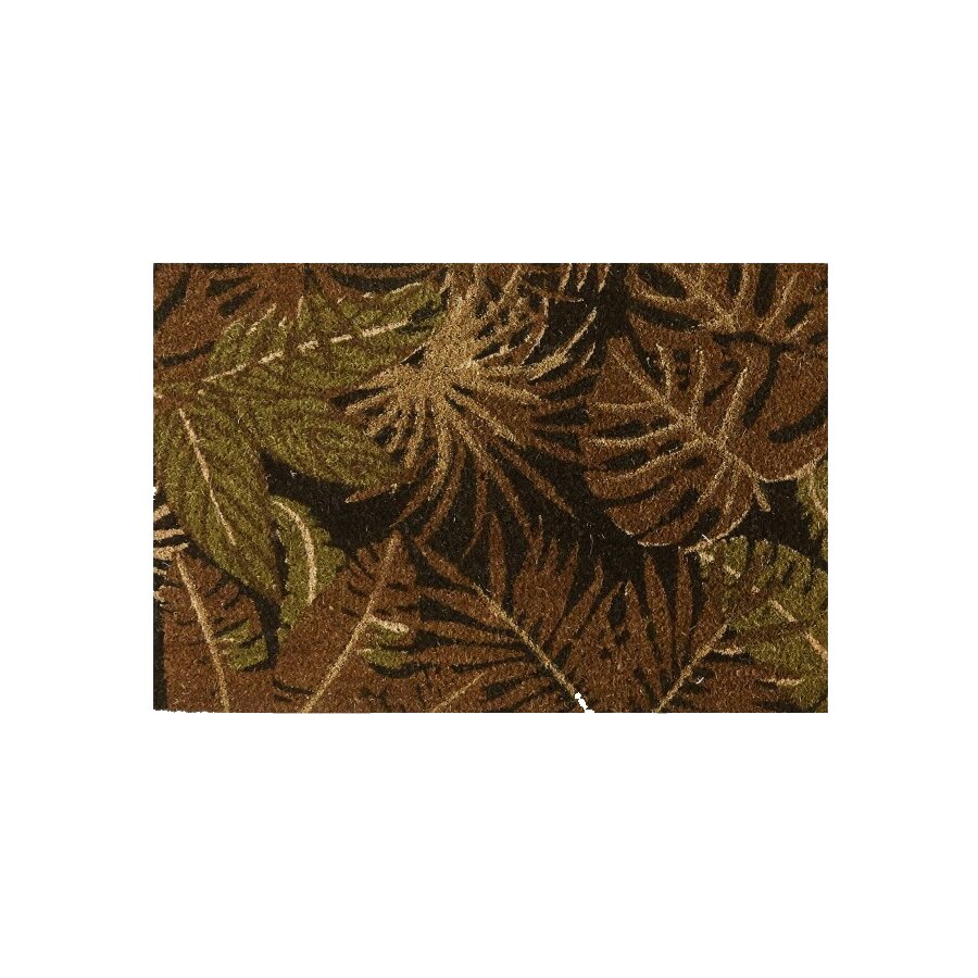 Kokosová čistící venkovní vstupní rohož FLOMA Leaves - délka 40 cm, šířka 60 cm, výška 1,5 cm