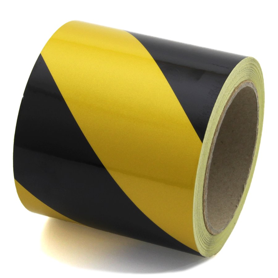 Černo-žlutá pravá reflexní výstražná páska - délka 15 m, šířka 10 cm