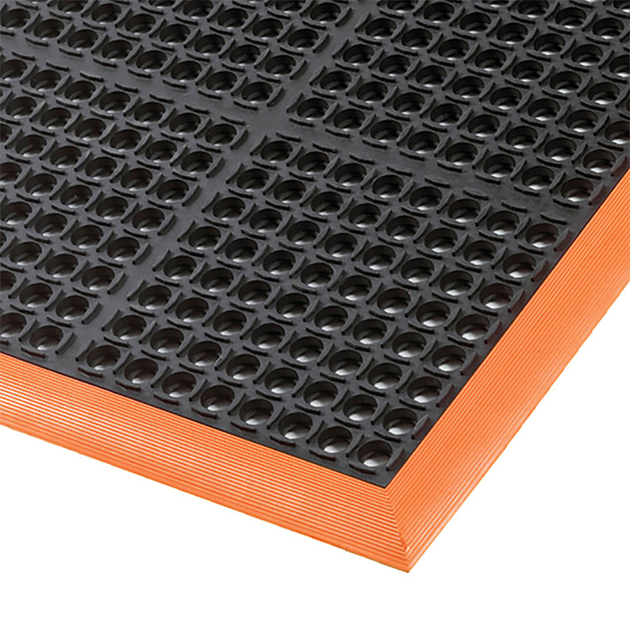 Černo-oranžová extra odolná olejivzdorná rohož Safety Stance 100% nitrilová pryž - délka 66 cm, šířka 102 cm, výška 2,2 cm