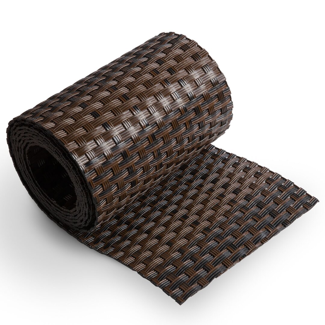 Černo-hnědý plastový ratanový stínící pás "umělý ratan" - délka 255 cm, výška 19