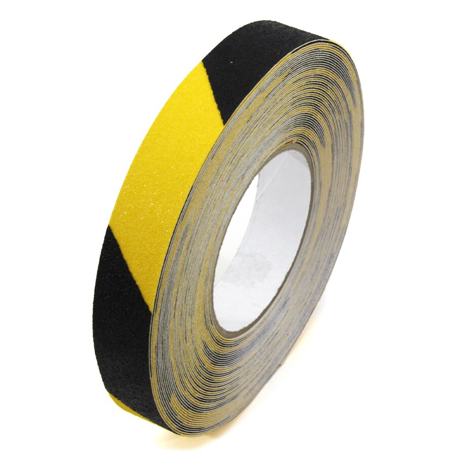 Černo-žlutá korundová protiskluzová páska FLOMA Hazard Standard - 18,3 x 2,5 cm