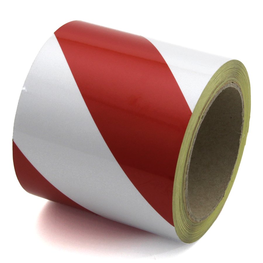 Bílo-červená pravá reflexní výstražná páska - délka 15 m, šířka 10 cm