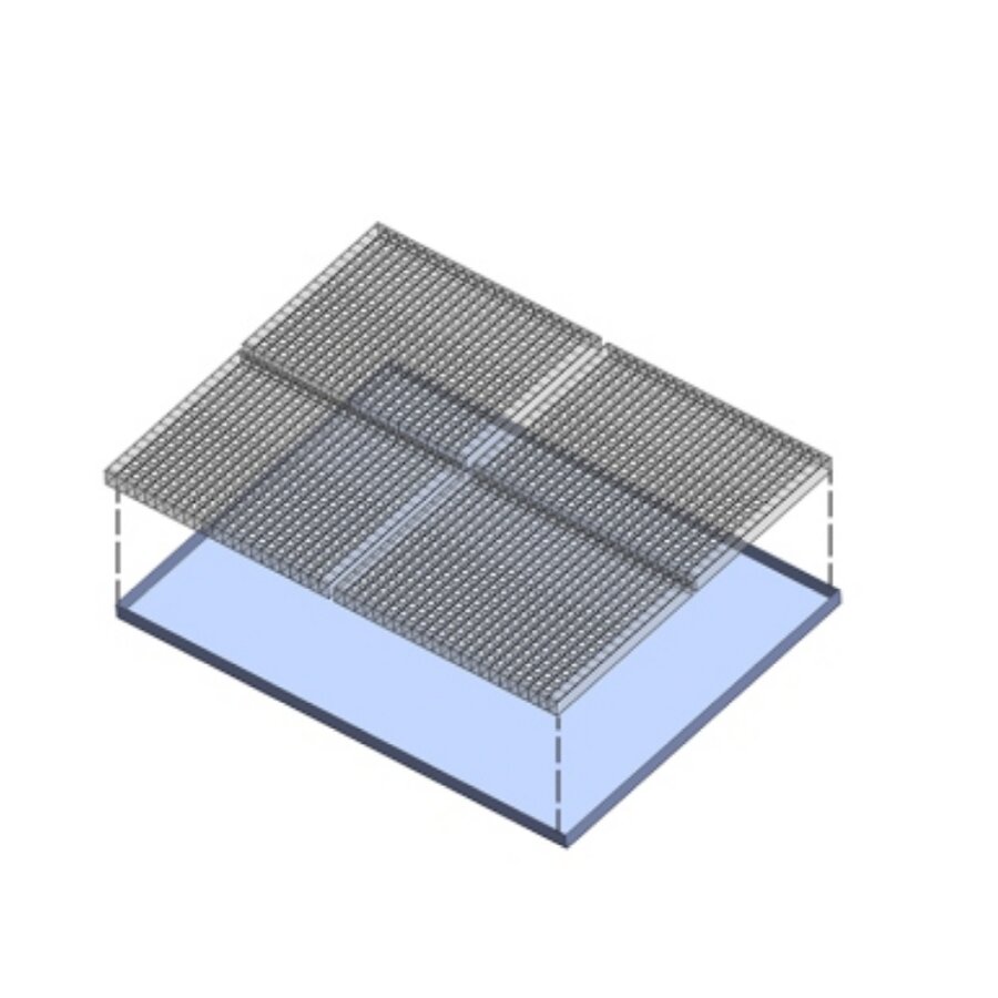 Ocelový pozinkovaný rám s odtokovou vanou pro kartáčové podlahové rošty FLOMA - 159,7 x 121,2 x 5 cm