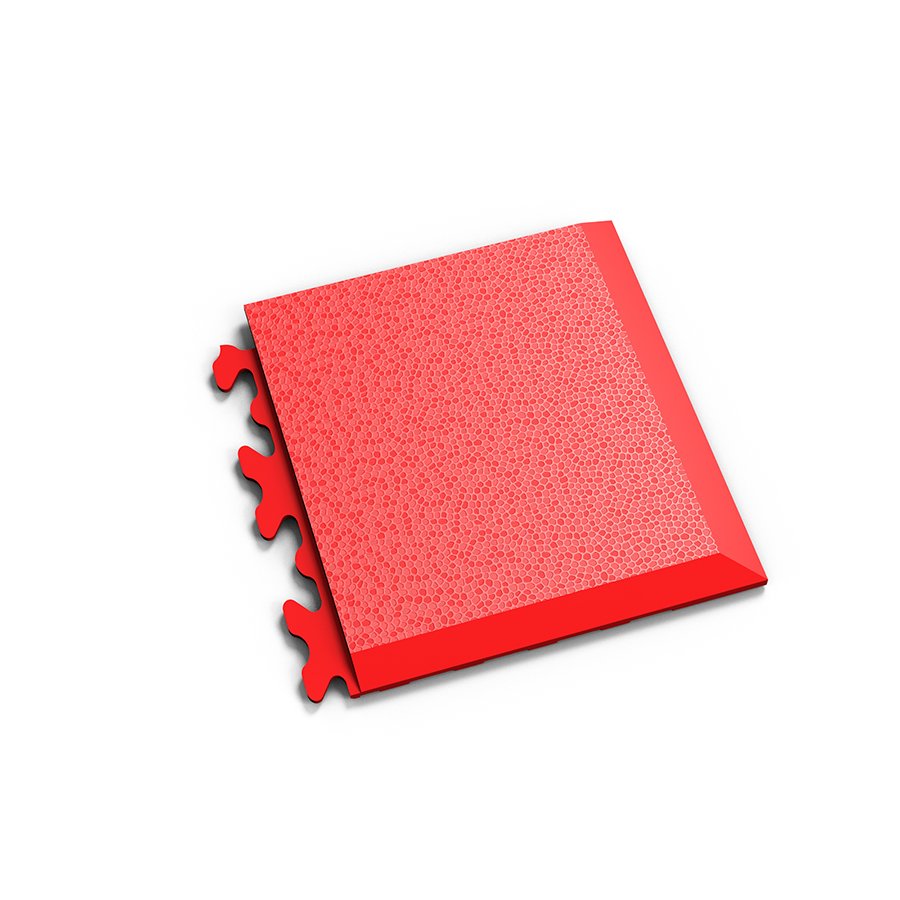 Červený PVC vinylový rohový nájezd "typ D" Fortelock Invisible (hadí kůže) - délka 14,5 cm, šířka 14,5 cm, výška 0,67 cm