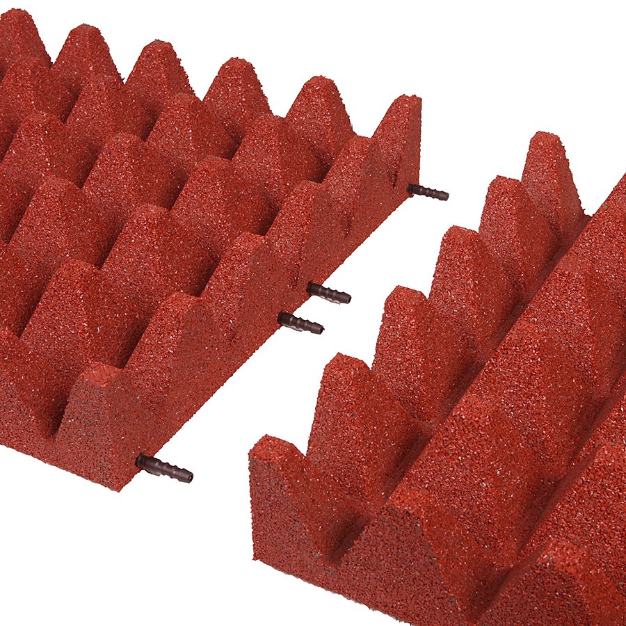 Červená gumová dopadová dlaždice (V100/R75) FLOMA - délka 50 cm, šířka 50 cm a výška 10 cm 