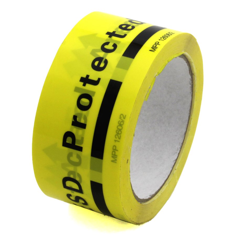 Žlutá vyznačovací páska "ESD PROTECTED AREA" pro antistatické ESD zóny - délka 33 m, šířka 5 cm