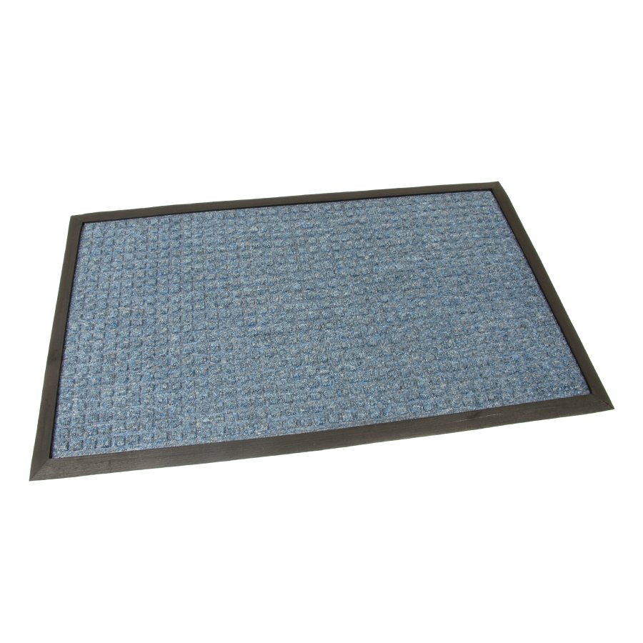 Modrá textilní vstupní venkovní čistící rohož Little Squares, FLOMA - délka 45 cm, šířka 75 cm a výška 1 cm 