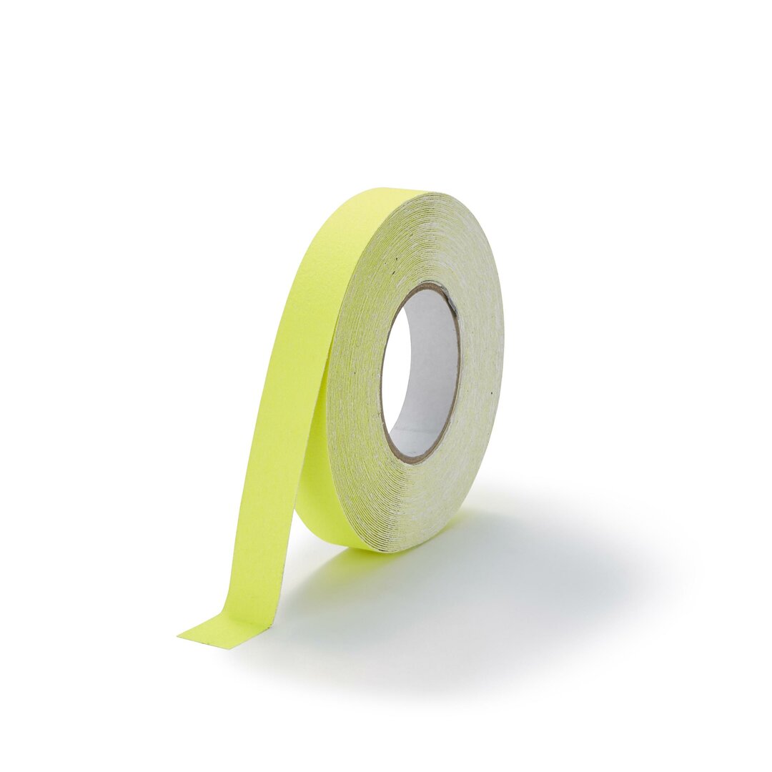 Žlutá korundová fluorescenční protiskluzová páska FLOMA Standard - 18,3 x 2,5 cm