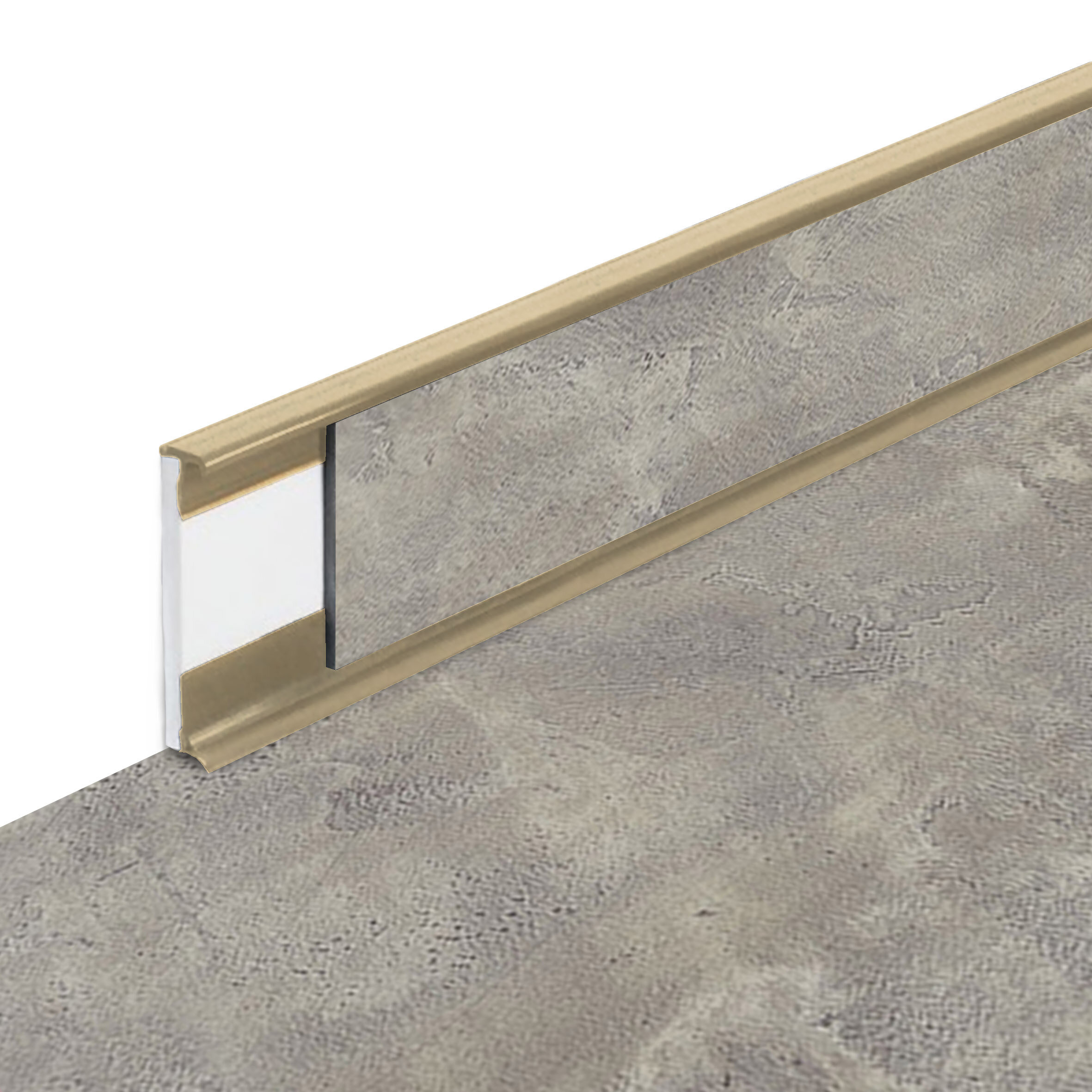 PVC vinylová soklová podlahová lišta Fortelock Business Forsen grey clay C022 beige - délka 200 cm, výška 5,8 cm, tloušťka 1,2 cm