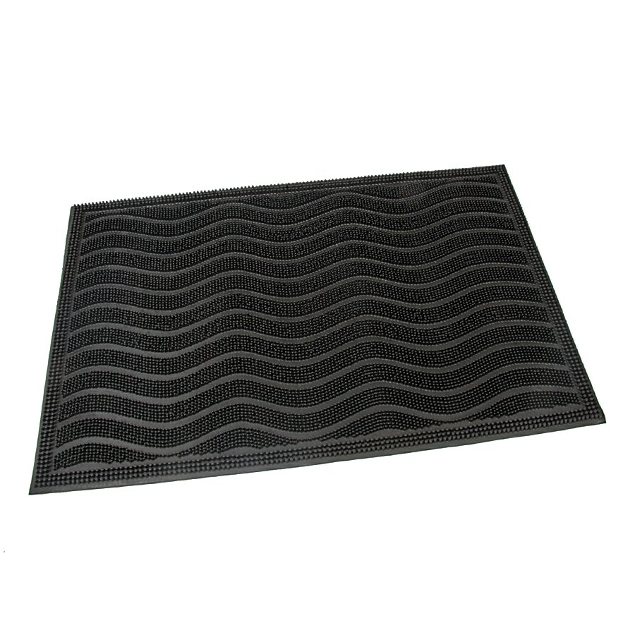 Gumová čistící venkovní vstupní rohož Waves, FLOMA - délka 40 cm, šířka 60 cm a výška 0,9 cm 