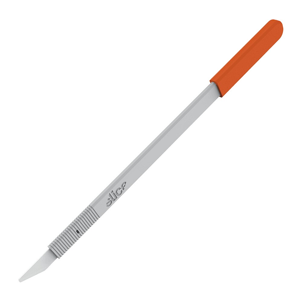 Oranžovo-šedý keramický jednorázový přesný nůž SLICE - délka 14 cm, šířka 1,1 cm, výška 0,5 cm - 5 ks