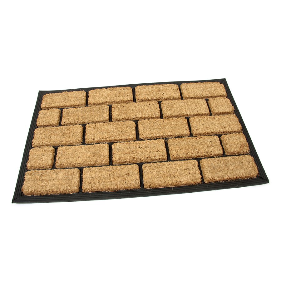 Kokosová čistící venkovní vstupní rohož Rectangle - Bricks, FLOMA - délka 45 cm, šířka 75 cm a výška 2,2 cm 