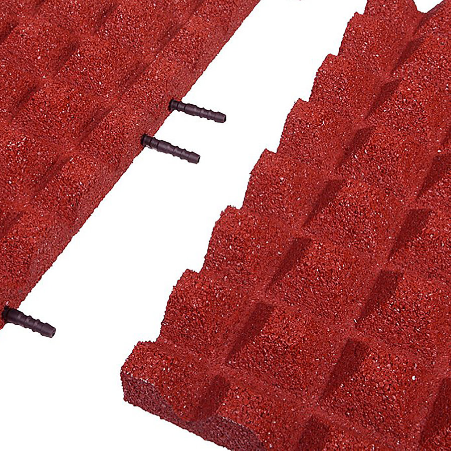 Červená gumová krajová dopadová dlaždice (V45/R28) FLOMA - délka 50 cm, šířka 25 cm a výška 4,5 cm 