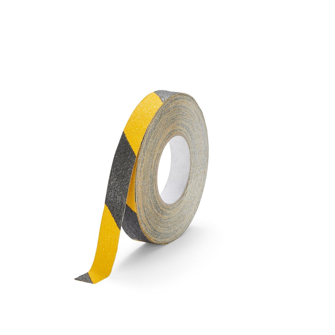 Černo-žlutá korundová protiskluzová páska pro nerovné povrchy FLOMA Conformable