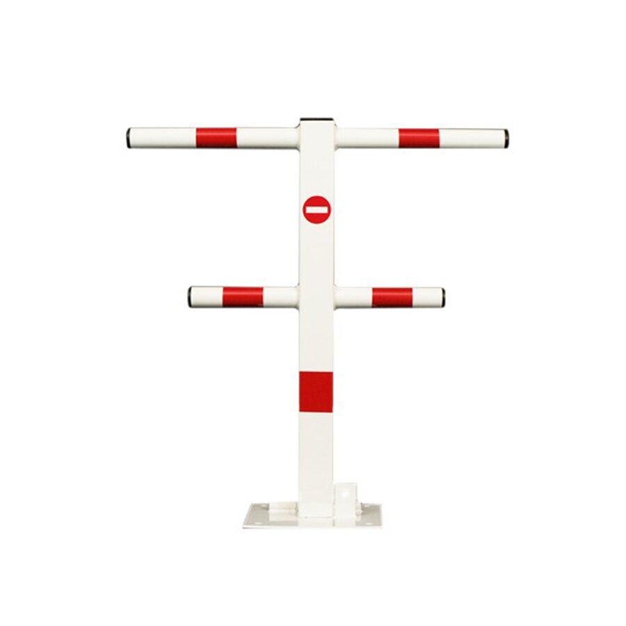 Bílo-červený ocelový skládací parkovací sloupek - šířka 55 cm, výška 60 cm