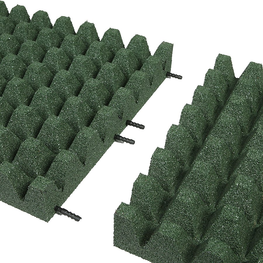 Zelená gumová dopadová dlaždice (V80/R50) FLOMA - délka 100 cm, šířka 100 cm a výška 8 cm 