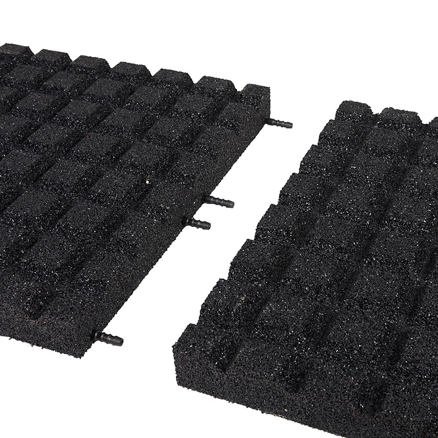 Černá gumová dopadová dlaždice (V55/R15) FLOMA - délka 50 cm, šířka 50 cm a výška 5,5 cm 