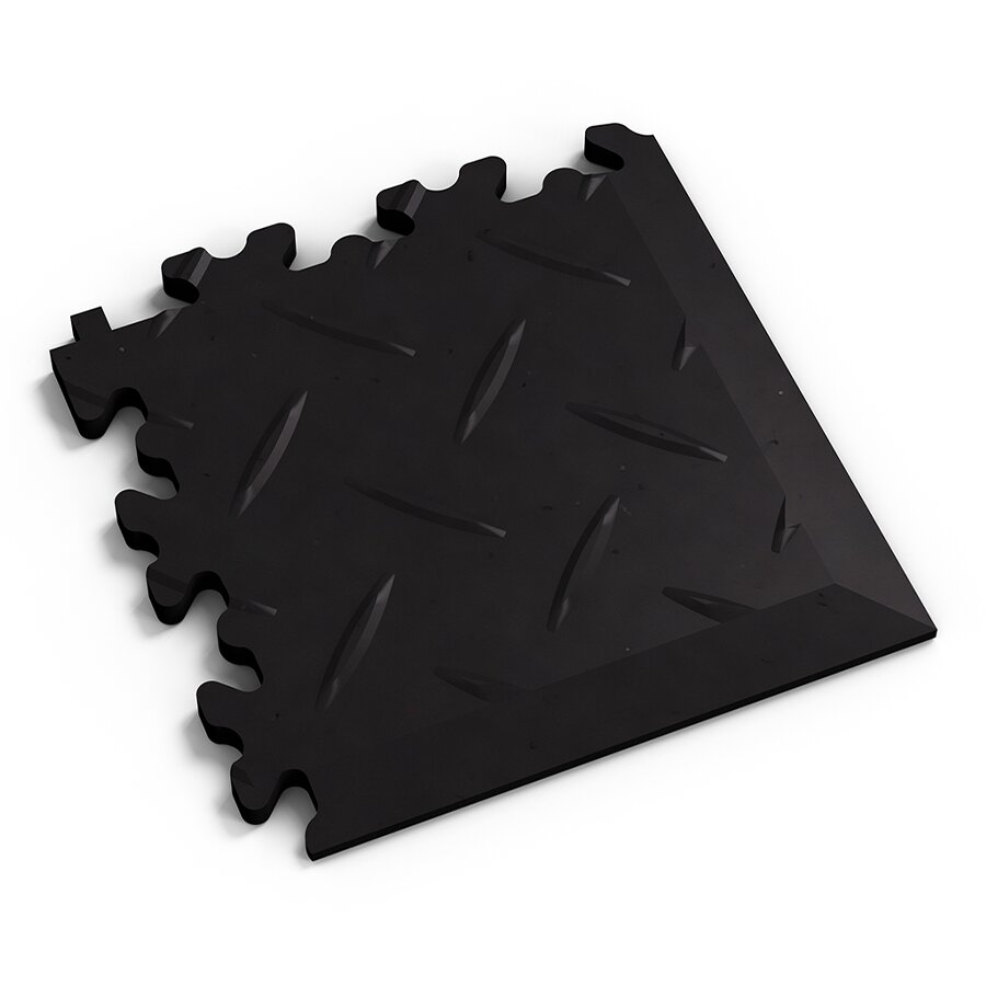Černý plastový PVC rohový nájezd Fortelock Industry ECO Premium 2016 (diamant) - 14 x 14 x 0,7 cm
