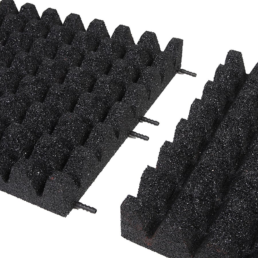 Černá gumová dopadová dlaždice (V80/R50) FLOMA - délka 50 cm, šířka 50 cm a výška 8 cm 