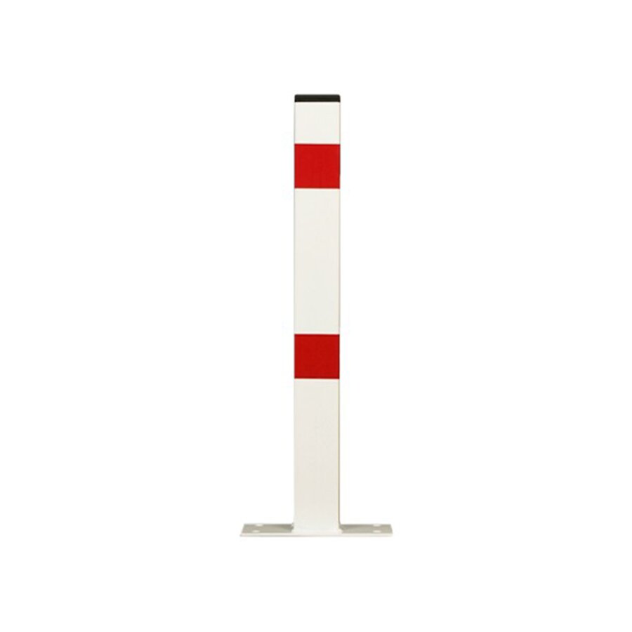 Bílo-červený ocelový parkovací sloupek (hranatý profil) - výška 60 cm