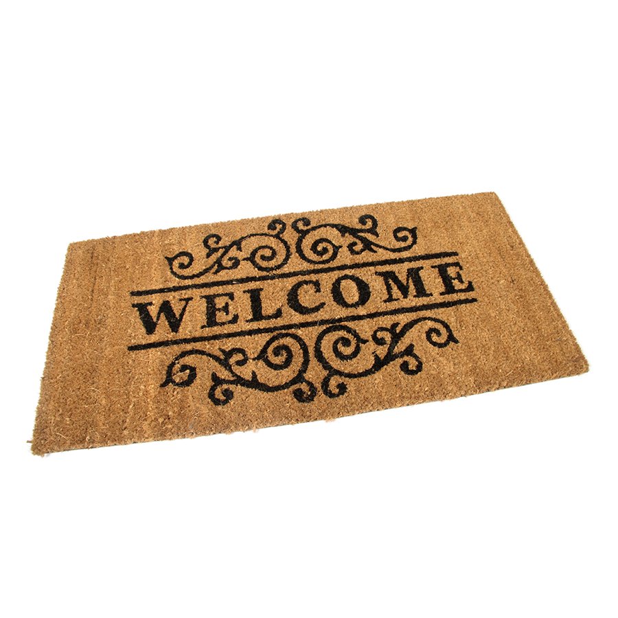 Kokosová vstupní venkovní čistící rohož Welcome - Deco, FLOMA - délka 40 cm, šířka 80 cm a výška 1,7 cm 