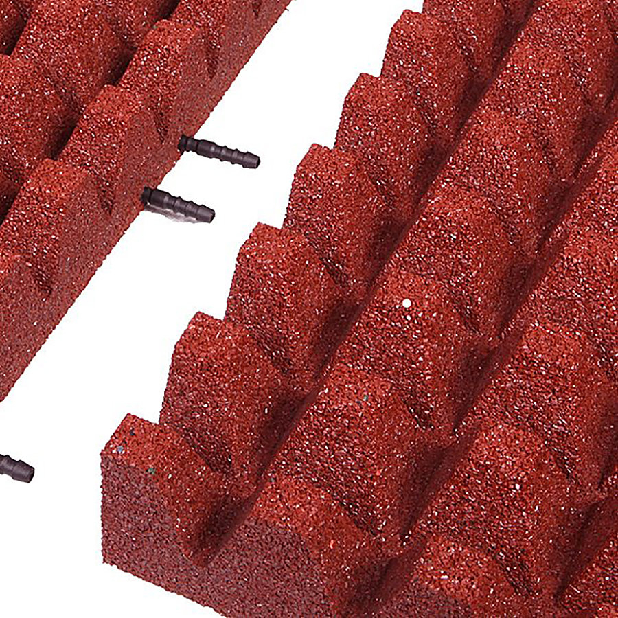 Červená gumová krajová dopadová dlaždice (V80/R50) FLOMA - délka 50 cm, šířka 25 cm a výška 8 cm 