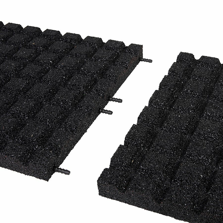 Černá gumová dopadová dlaždice FLOMA V30/R15 - 50 x 50 x 3 cm