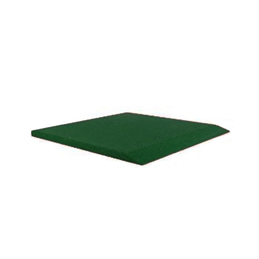 Zelená gumová krajová dopadová dlaždice (V30/R00) FLOMA - délka 50 cm, šířka 50 cm a výška 3 cm 