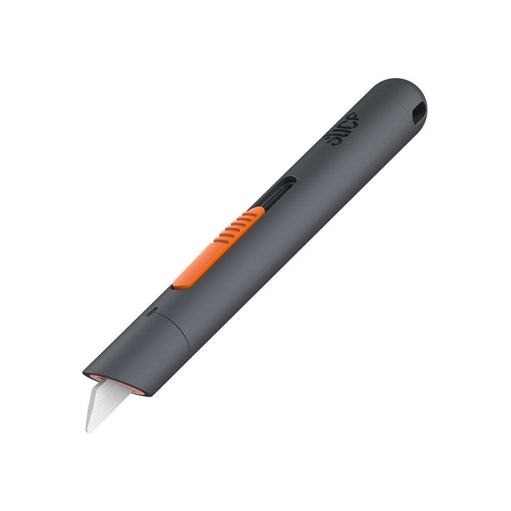 Černo-oranžový plastový polohovatelný nůž na krabice SLICE - délka 13,4 cm, šířka 1,7 cm, výška 1,7 cm