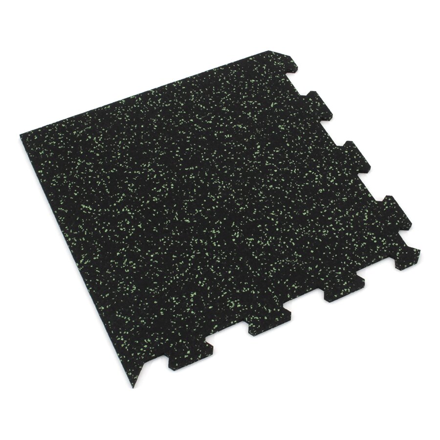 Černo-zelená gumová modulová puzzle dlažba (roh) FLOMA FitFlo SF1050 - 50 x 50 x