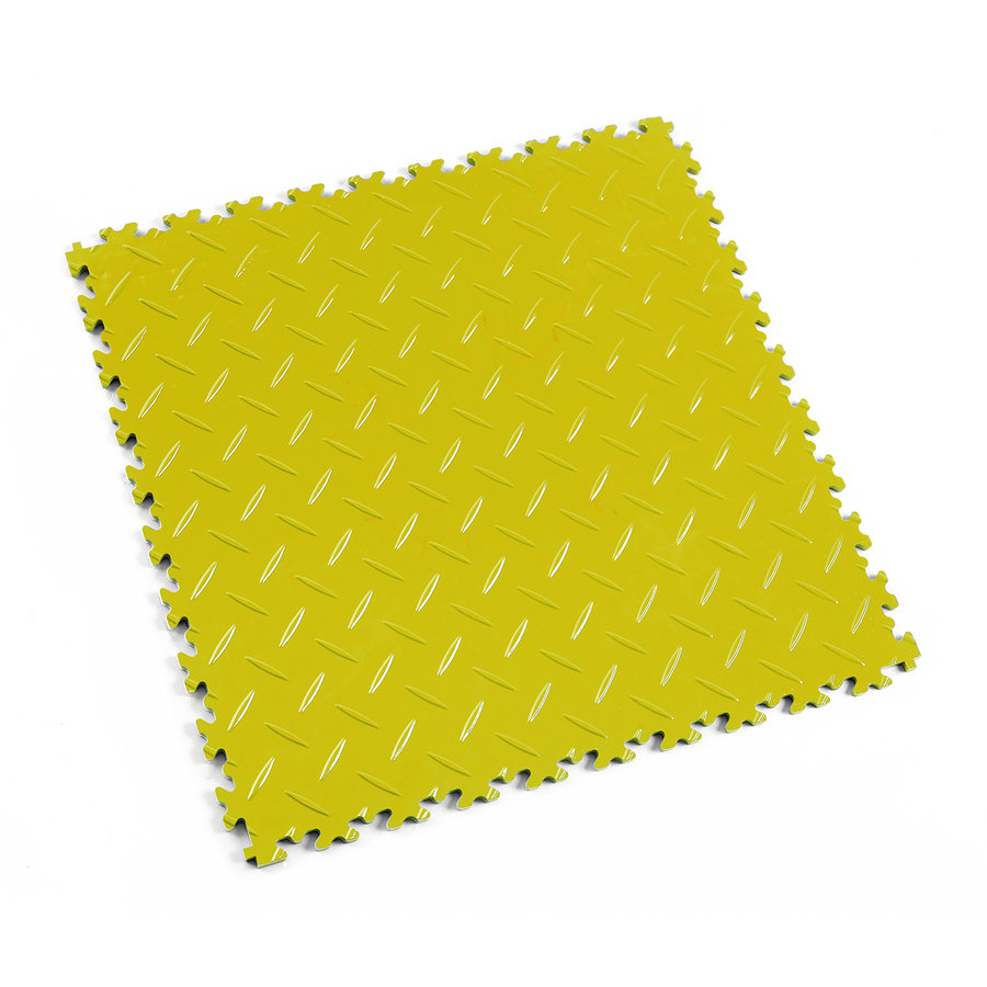 Žlutá PVC vinylová zátěžová dlažba Fortelock Industry (diamant) - délka 51 cm, šířka 51 cm, výška 0,7 cm