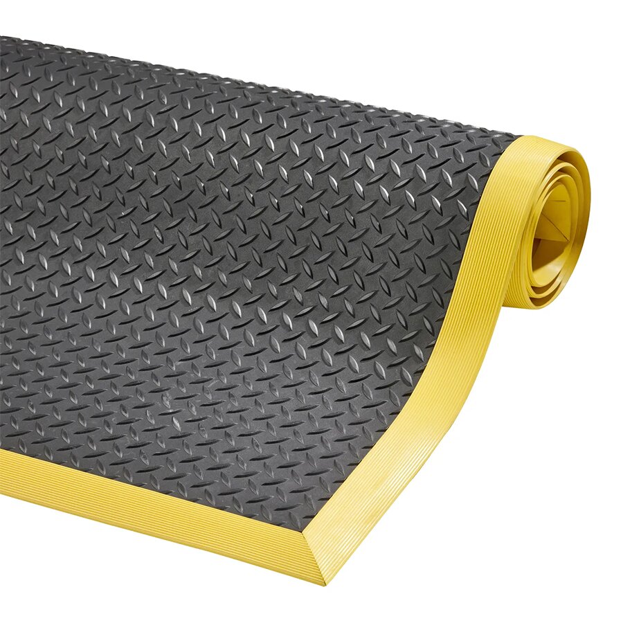 Černo-žlutá protiúnavová protiskluzová průmyslová rohož Cushion Flex - 210 x 91 