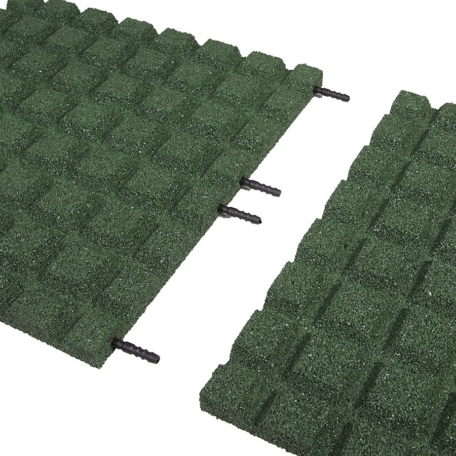 Zelená gumová dopadová dlaždice (V30/R15) FLOMA - délka 100 cm, šířka 100 cm a výška 3 cm 