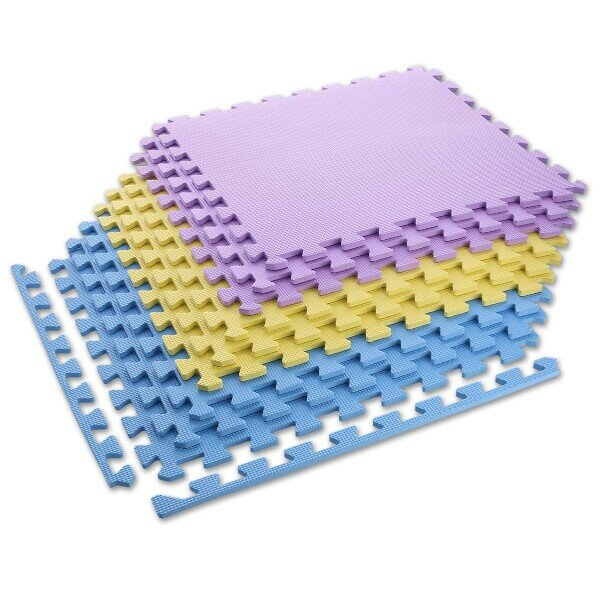 Různobarevná pěnová modulová puzzle podložka (9x puzzle) ONE FITNESS - délka 180 cm, šířka 180 cm, výška 1 cm