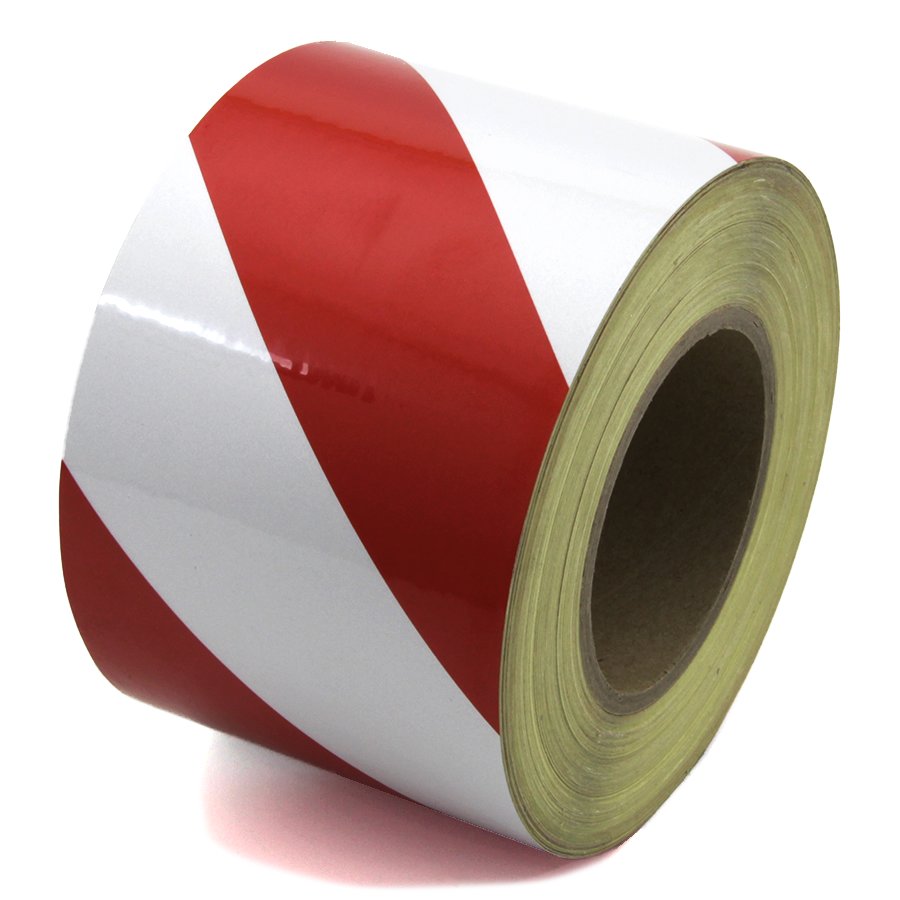 Bílo-červená pravá reflexní výstražná páska - délka 45 m, šířka 10 cm