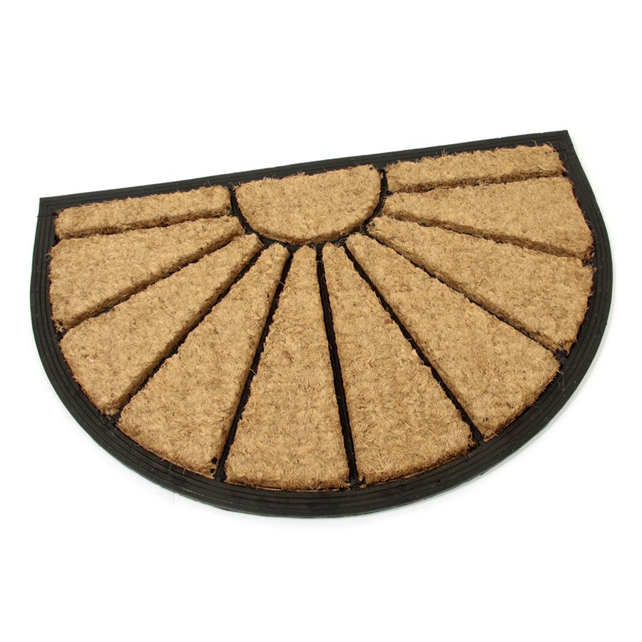 Kokosová čistící venkovní půlkruhová vstupní rohož FLOMA Sun - délka 40 cm, šířk