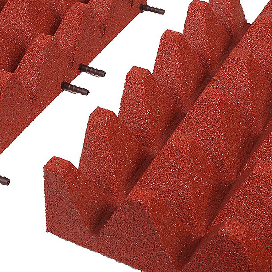 Červená gumová krajová dopadová dlaždice (V100/R75) FLOMA - délka 50 cm, šířka 25 cm a výška 10 cm 