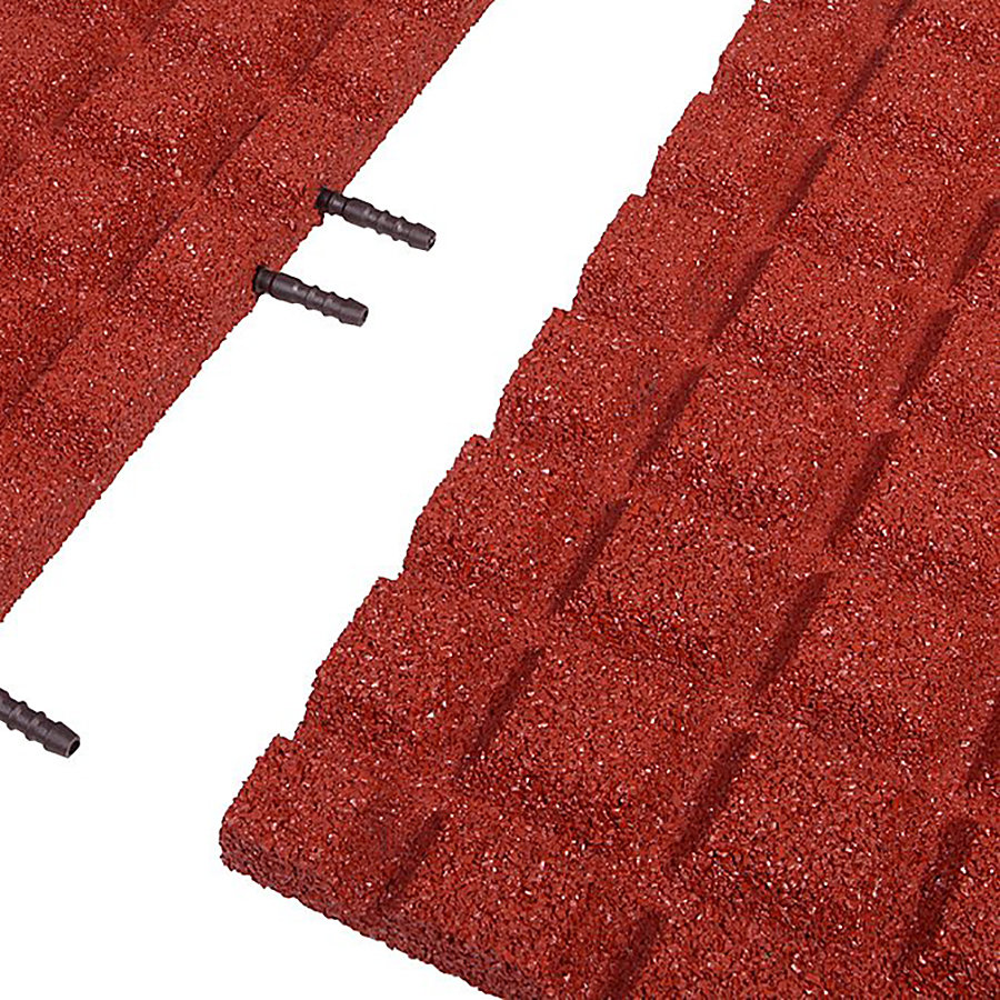 Červená gumová krajová dopadová dlaždice (V30/R15) FLOMA - délka 50 cm, šířka 25 cm a výška 3 cm 
