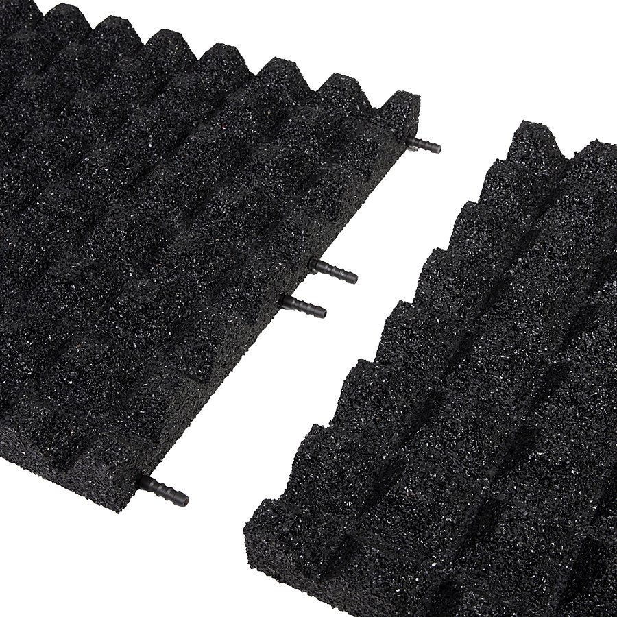 Černá gumová dopadová dlaždice (V50/R28) FLOMA - délka 50 cm, šířka 50 cm a výška 5 cm 