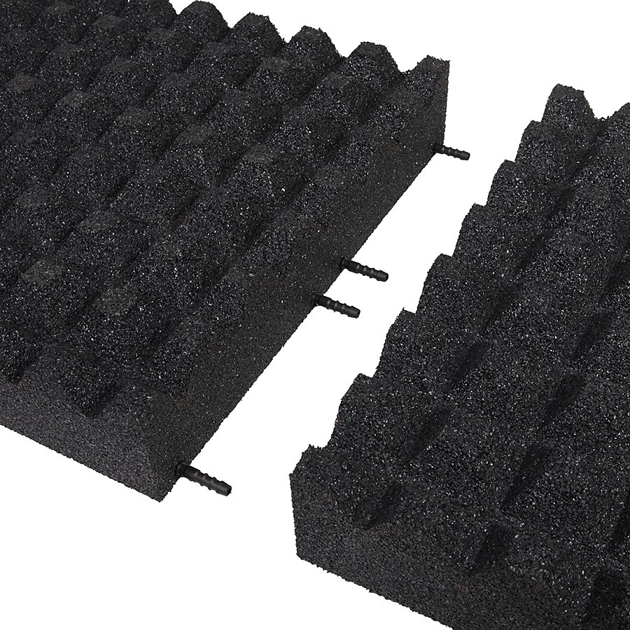 Černá gumová dopadová dlaždice (V100/R28) FLOMA - délka 50 cm, šířka 50 cm a výška 10 cm 