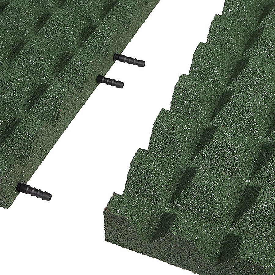 Zelená gumová krajová dopadová dlaždice (V55/R28) FLOMA - délka 50 cm, šířka 25 cm a výška 5,5 cm 