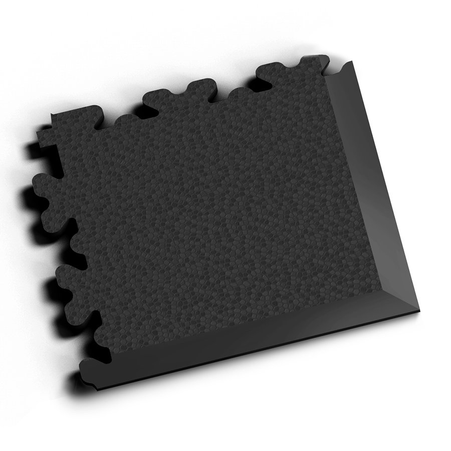 Černý PVC vinylový zátěžový rohový nájezd Fortelock XL (hadí kůže) - délka 14,5 cm, šířka 14,5 cm, výška 0,4 cm