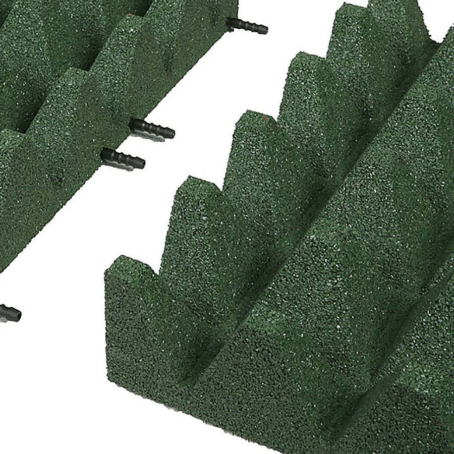 Zelená gumová krajová dopadová dlaždice (V100/R75) FLOMA - délka 50 cm, šířka 25 cm a výška 10 cm 